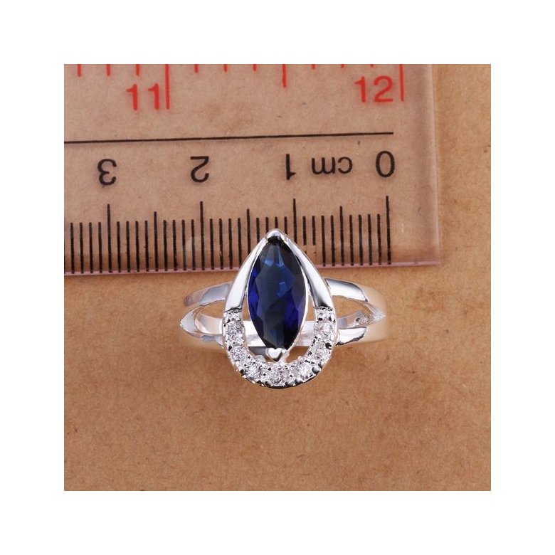 Wholesale  Hot selling Classic Women Engagement Party Jewelry High Quality Big Tear Drop royalblue Crystal Rings  TGSPR409 0