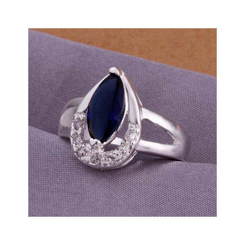 Wholesale  Hot selling Classic Women Engagement Party Jewelry High Quality Big Tear Drop royalblue Crystal Rings  TGSPR409 1