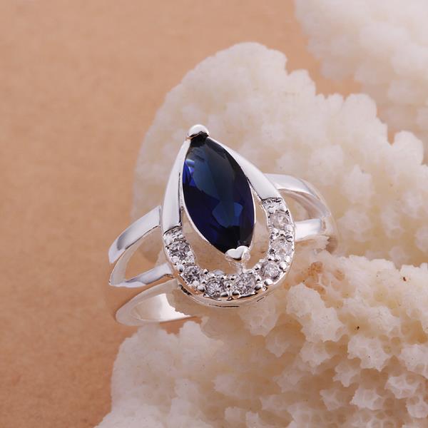 Wholesale  Hot selling Classic Women Engagement Party Jewelry High Quality Big Tear Drop royalblue Crystal Rings  TGSPR409 2