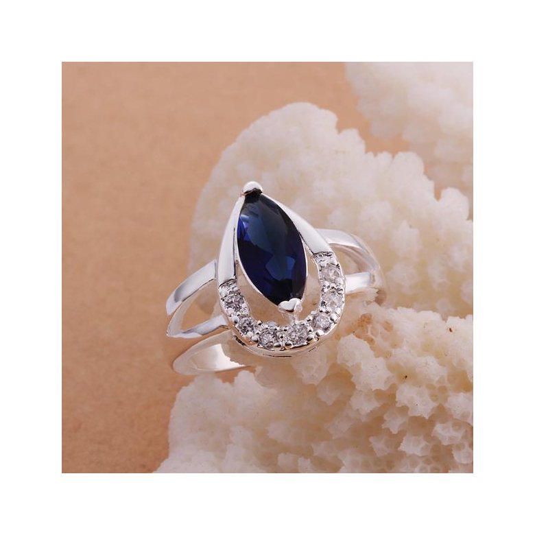 Wholesale  Hot selling Classic Women Engagement Party Jewelry High Quality Big Tear Drop royalblue Crystal Rings  TGSPR409 2