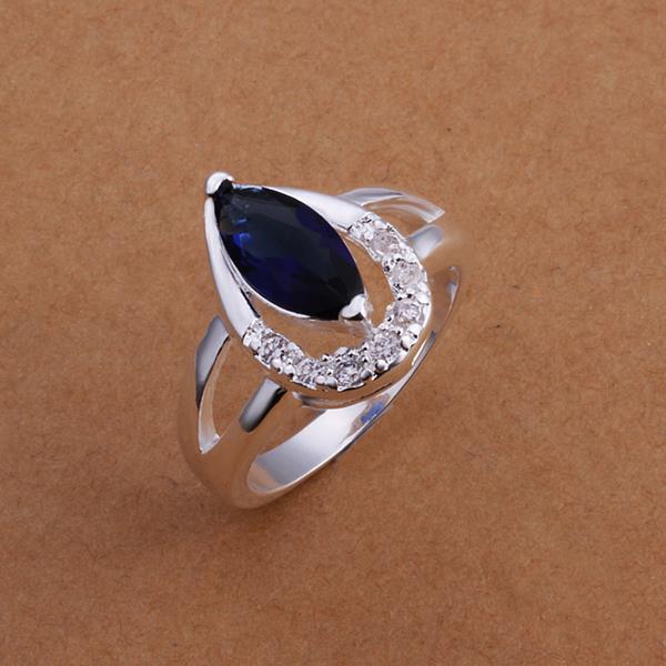 Wholesale  Hot selling Classic Women Engagement Party Jewelry High Quality Big Tear Drop royalblue Crystal Rings  TGSPR409 3