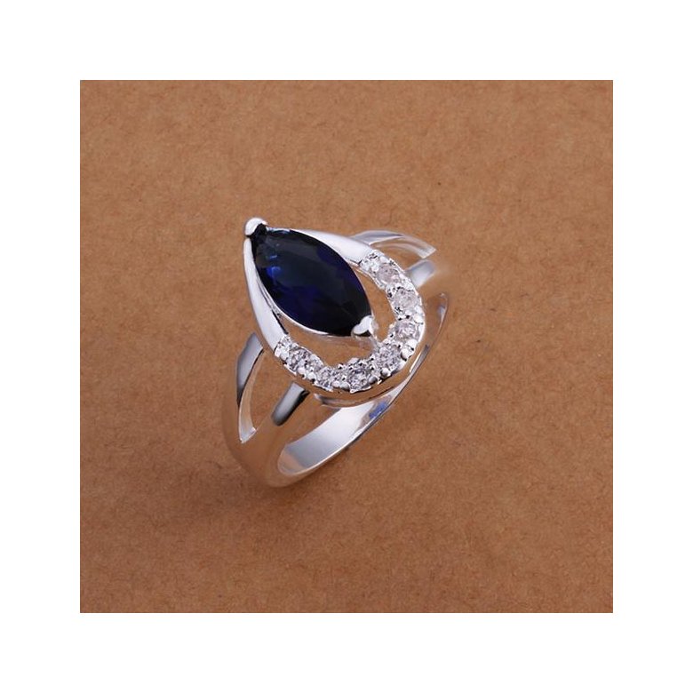 Wholesale  Hot selling Classic Women Engagement Party Jewelry High Quality Big Tear Drop royalblue Crystal Rings  TGSPR409 3