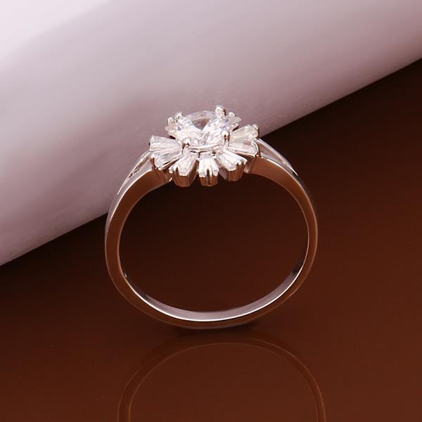 Wholesale rings jewelry from China Snowflakes Flower Ring Crystal Cubic Zircon Stylish Christmas Decoration Jewelry TGSPR533 0