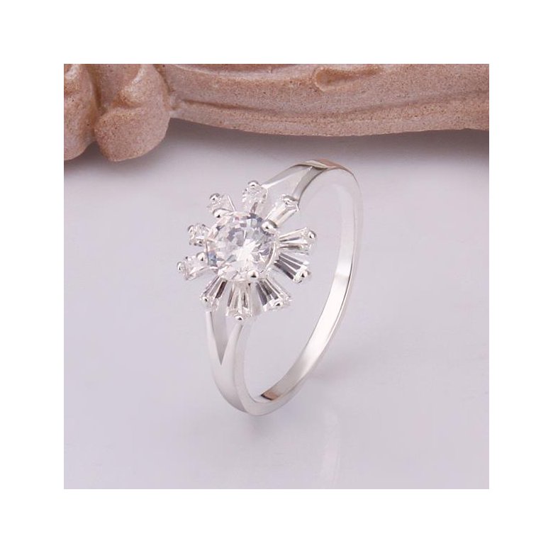 Wholesale rings jewelry from China Snowflakes Flower Ring Crystal Cubic Zircon Stylish Christmas Decoration Jewelry TGSPR533 1