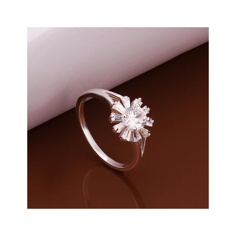 Wholesale rings jewelry from China Snowflakes Flower Ring Crystal Cubic Zircon Stylish Christmas Decoration Jewelry TGSPR533 4