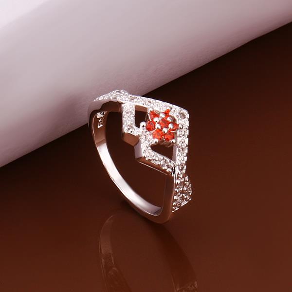 Wholesale Romantic Classical Female AAA Crystal red Zircon Stone Ring Silver color Finger Ring Promise Engagement Rings for Women TGSPR559 1