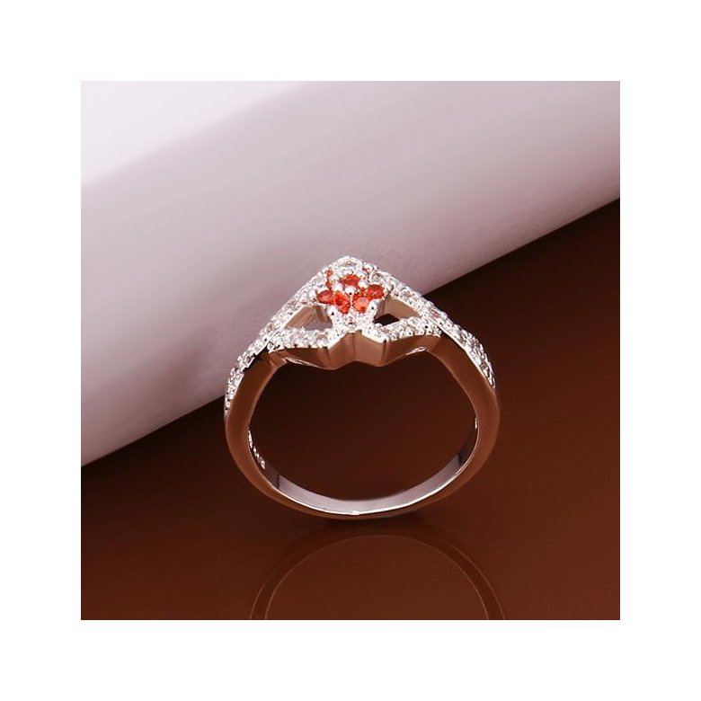 Wholesale Romantic Classical Female AAA Crystal red Zircon Stone Ring Silver color Finger Ring Promise Engagement Rings for Women TGSPR559 2