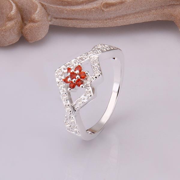 Wholesale Romantic Classical Female AAA Crystal red Zircon Stone Ring Silver color Finger Ring Promise Engagement Rings for Women TGSPR559 3
