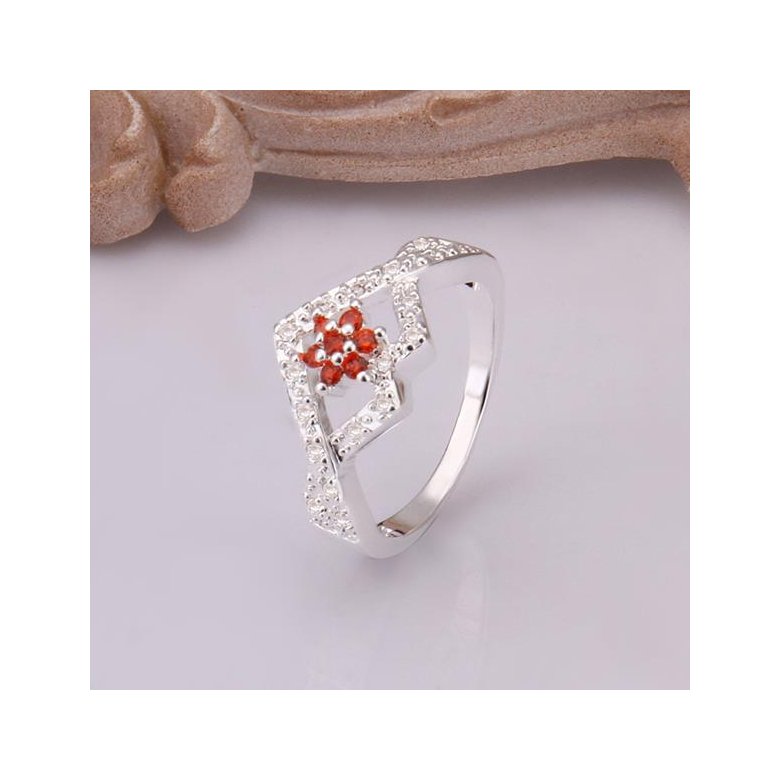 Wholesale Romantic Classical Female AAA Crystal red Zircon Stone Ring Silver color Finger Ring Promise Engagement Rings for Women TGSPR559 3