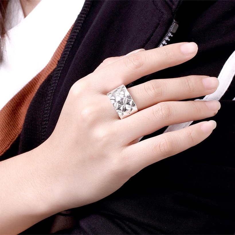 Wholesale silver palted rings from China graven Web Ring For Woman Fashion Charm Wedding Engagement party Jewelry TGSPR575 4