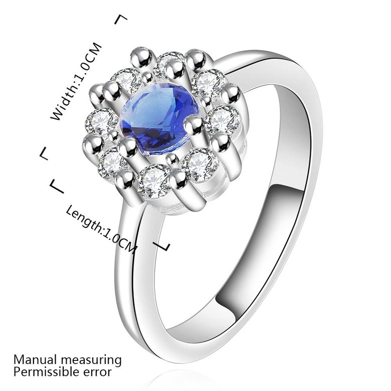 Wholesale Fashion jewelry from China Romantic Classical blue Zircon Silver color Finger jewelry Promise Engagement party Rings for Women TGSPR616 1