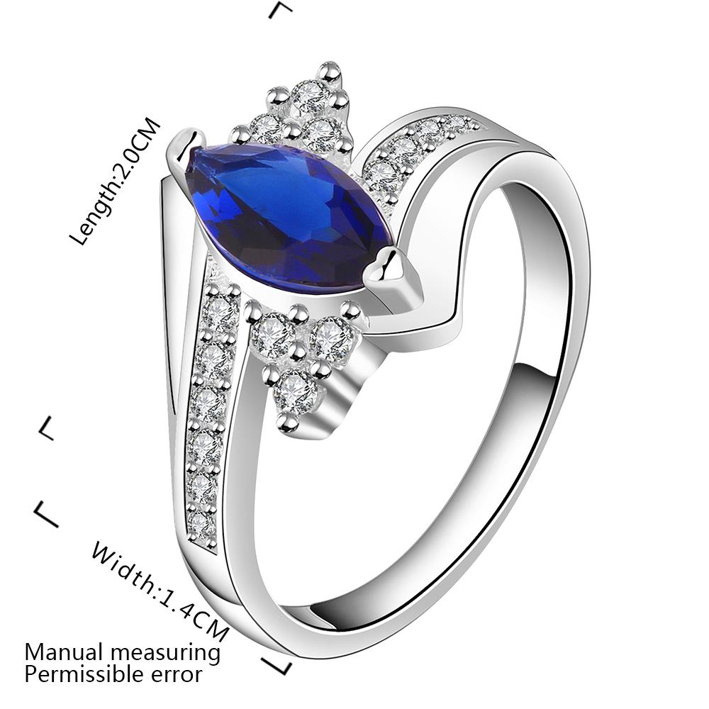 Wholesale New Fashion Women Ring Finger Jewelry Silver Plated Oval blue Cubic Zirconia Ring for Women TGSPR629 1