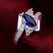 Wholesale New Fashion Women Ring Finger Jewelry Silver Plated Oval blue Cubic Zirconia Ring for Women TGSPR629 2 small