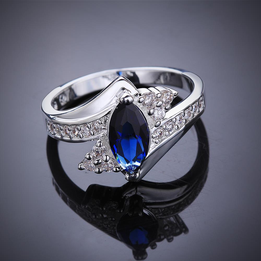 Wholesale New Fashion Women Ring Finger Jewelry Silver Plated Oval blue Cubic Zirconia Ring for Women TGSPR629 3