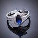 Wholesale New Fashion Women Ring Finger Jewelry Silver Plated Oval blue Cubic Zirconia Ring for Women TGSPR629 3 small