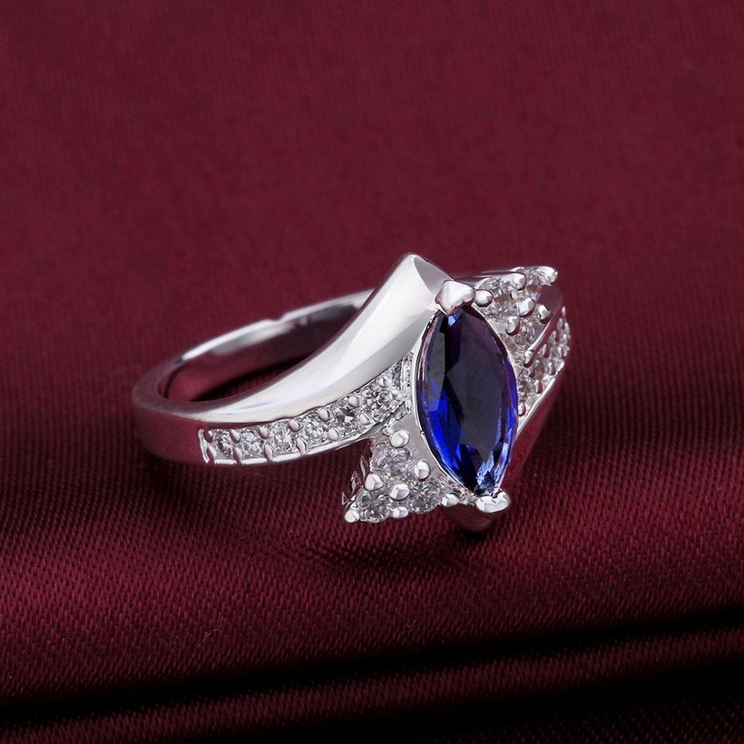 Wholesale New Fashion Women Ring Finger Jewelry Silver Plated Oval blue Cubic Zirconia Ring for Women TGSPR629 5