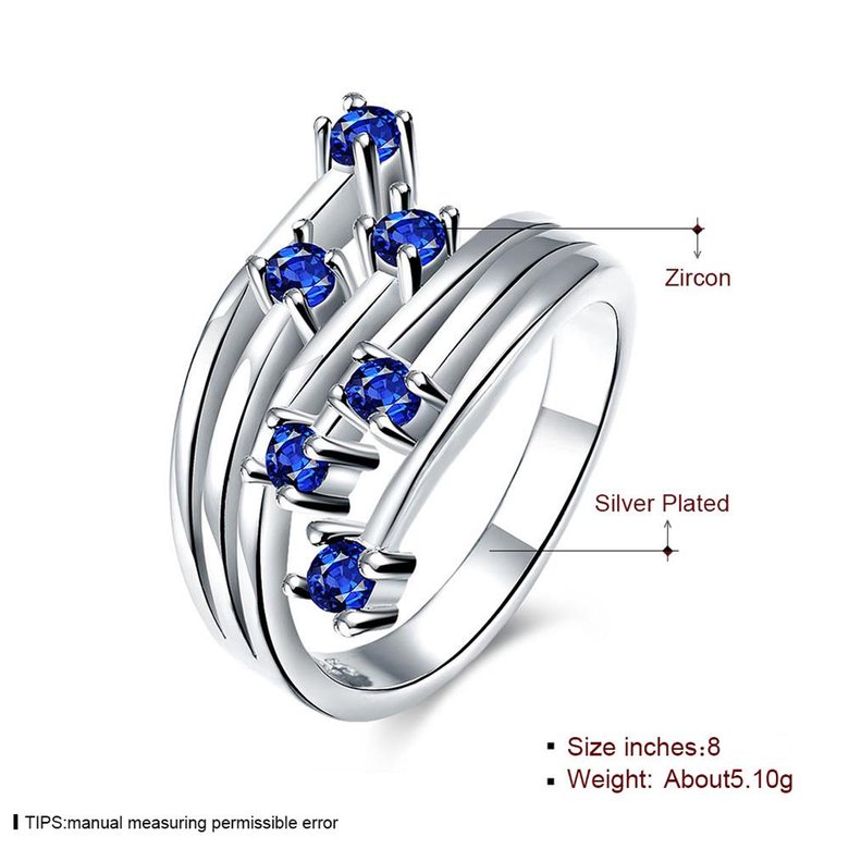 Wholesale trendy rings from China for Lady Promotion Romantic Shiny blue Zircon Banquet Holiday Party Christmas wedding jewelry TGSPR662 1
