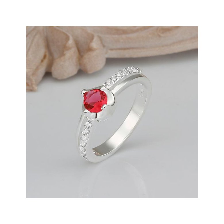 Wholesale Hot selling Red Zircon Stone Rings For Women Vintage Silver Color Engagement Ring  Bridal Wedding Jewelry TGSPR665 1