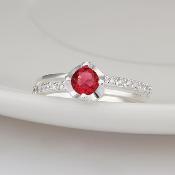 Wholesale Hot selling Red Zircon Stone Rings For Women Vintage Silver Color Engagement Ring  Bridal Wedding Jewelry TGSPR665 2