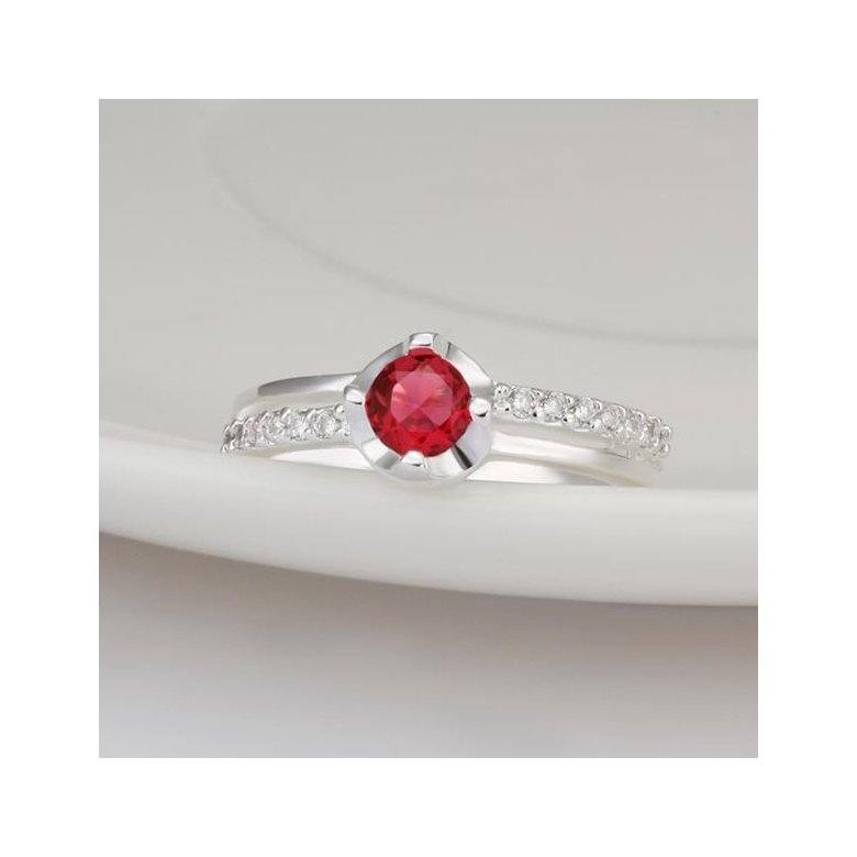 Wholesale Hot selling Red Zircon Stone Rings For Women Vintage Silver Color Engagement Ring  Bridal Wedding Jewelry TGSPR665 2