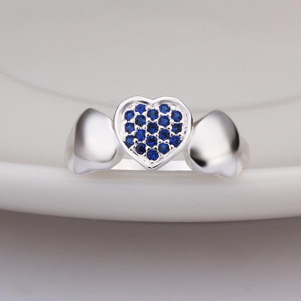 Wholesale Romantic Fashion Women's Rings shinny heart-shaped blue zircon Love Pattern Wedding Valentine's Gift Jewelries Ornaments TGSPR693 1