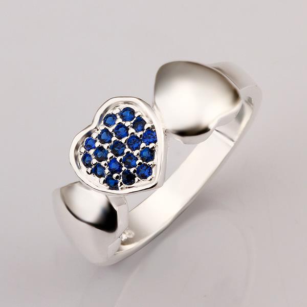Wholesale Romantic Fashion Women's Rings shinny heart-shaped blue zircon Love Pattern Wedding Valentine's Gift Jewelries Ornaments TGSPR693 3