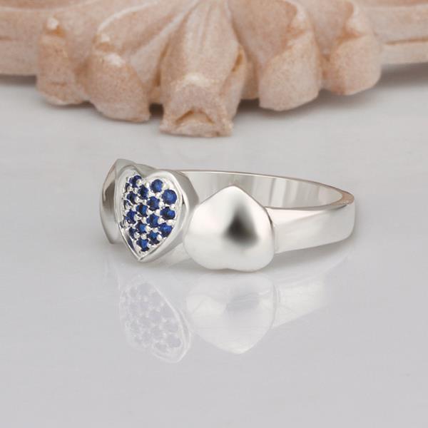Wholesale Romantic Fashion Women's Rings shinny heart-shaped blue zircon Love Pattern Wedding Valentine's Gift Jewelries Ornaments TGSPR693 4