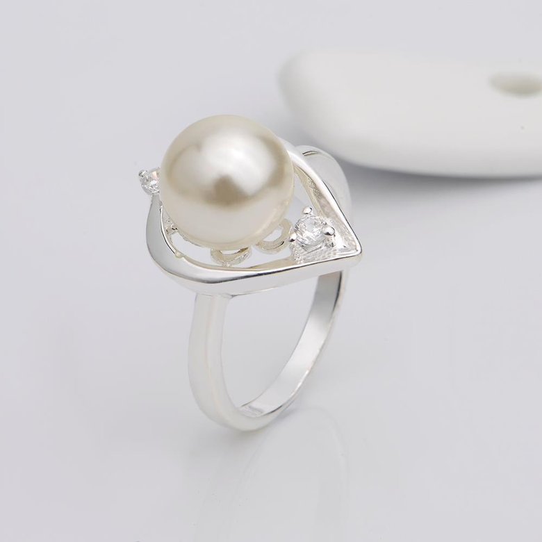 Wholesale Fashion white Pearl Rings for Women Jewelry Zircon Ring Accessories Wedding Engagement party TGSPR701 2