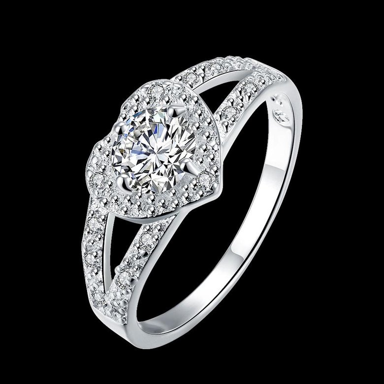 Wholesale Romantic Fashion Women's Rings shinny heart-shaped zircon Love Pattern Wedding Valentine's Gift Jewelries Ornaments TGSPR704 2