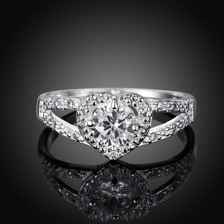 Wholesale Romantic Fashion Women's Rings shinny heart-shaped zircon Love Pattern Wedding Valentine's Gift Jewelries Ornaments TGSPR704 4