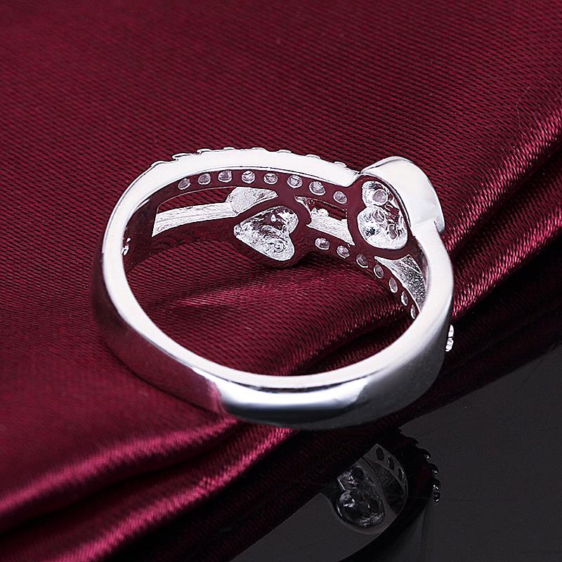 Wholesale silver plated Shinny White heart Zircon Rings for Women Gift for Girlfriend Engagement wedding TGSPR716 2