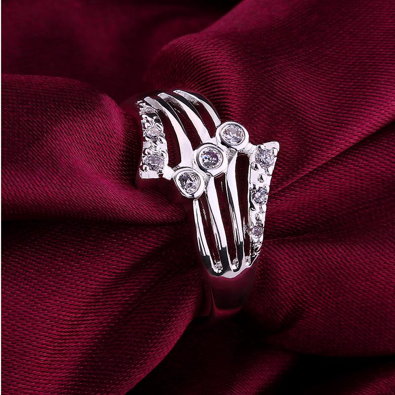 Wholesale Cute Female Girls White Round Wedding Ring Luxury Silver Color CZ Stone Ring Promise Engagement Rings For Women TGSPR041 8
