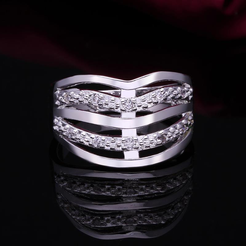 Wholesale jewelry from China luxury Multilayer Hollow Big Rings Silver Color Wedding Women Rings Jewelry TGSPR049 2
