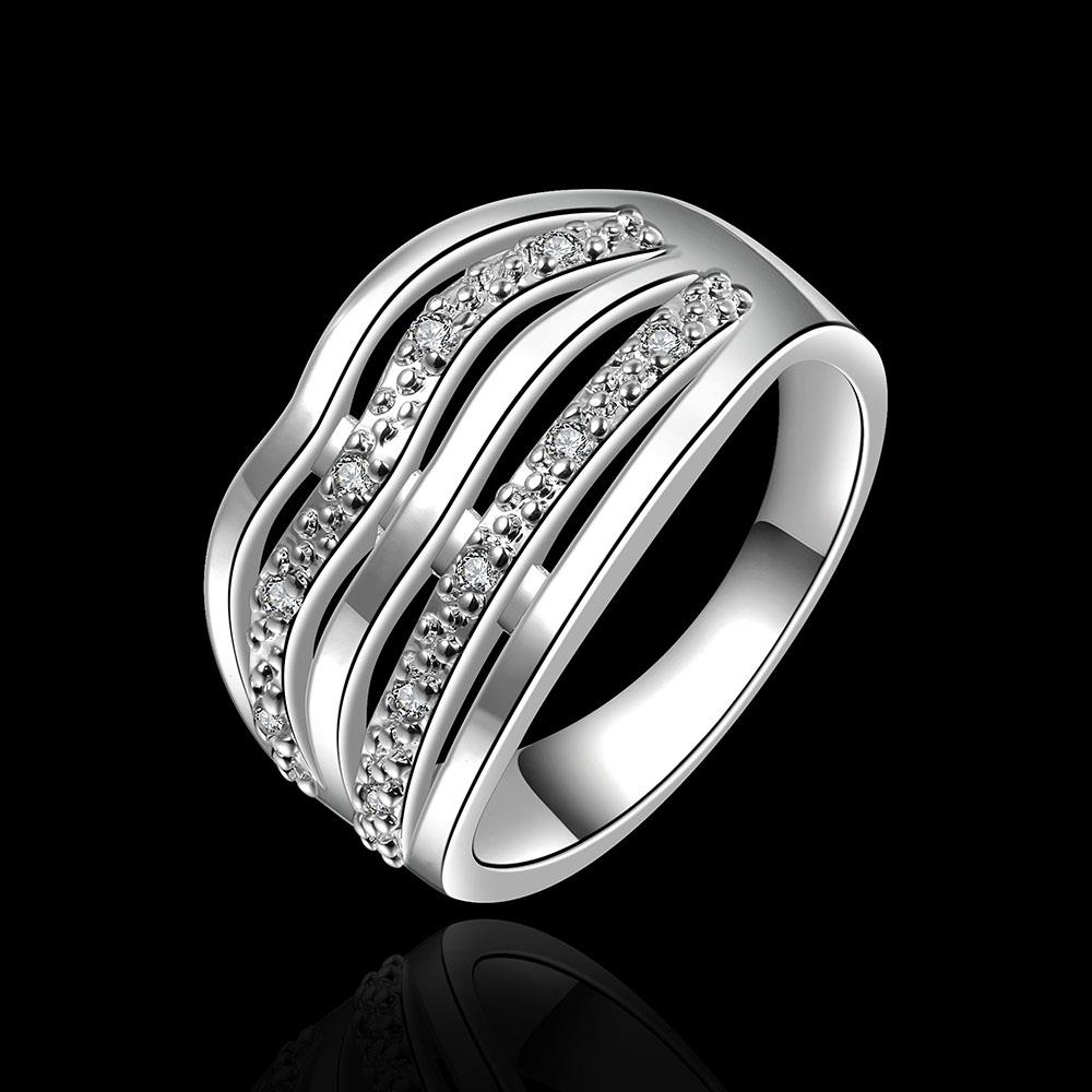 Wholesale jewelry from China luxury Multilayer Hollow Big Rings Silver Color Wedding Women Rings Jewelry TGSPR049 3