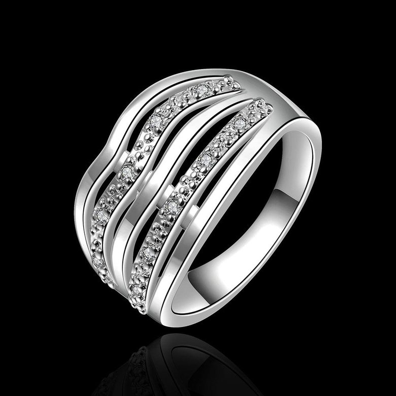 Wholesale jewelry from China luxury Multilayer Hollow Big Rings Silver Color Wedding Women Rings Jewelry TGSPR049 3