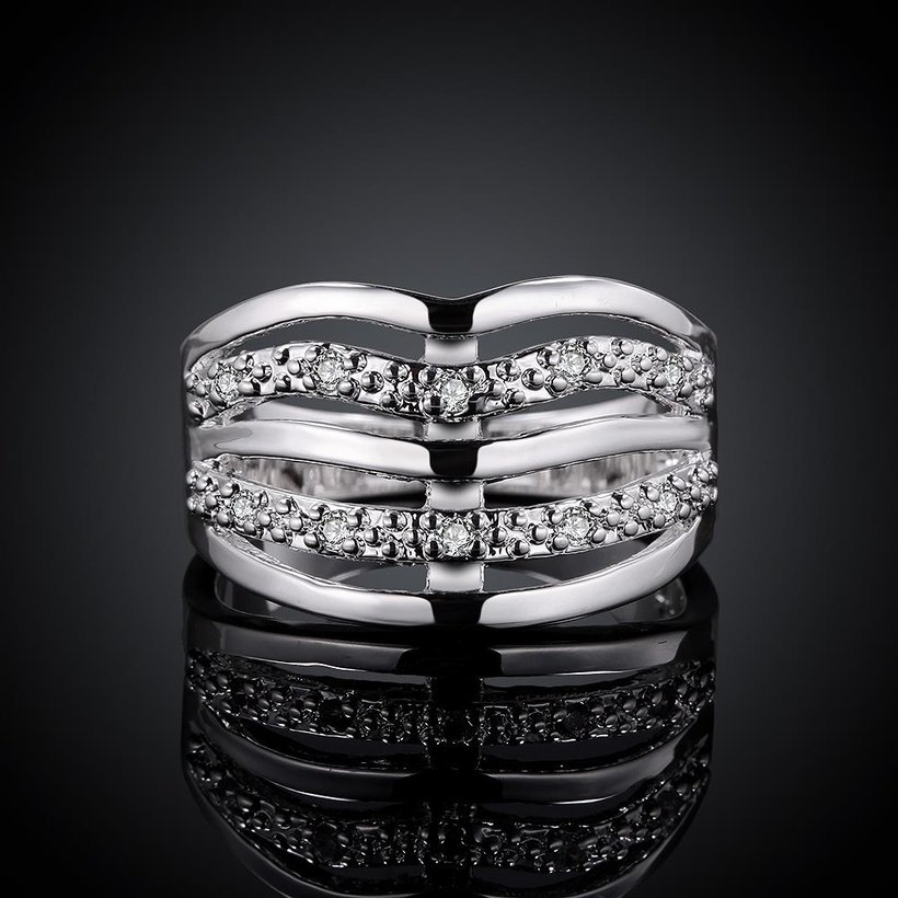 Wholesale jewelry from China luxury Multilayer Hollow Big Rings Silver Color Wedding Women Rings Jewelry TGSPR049 5