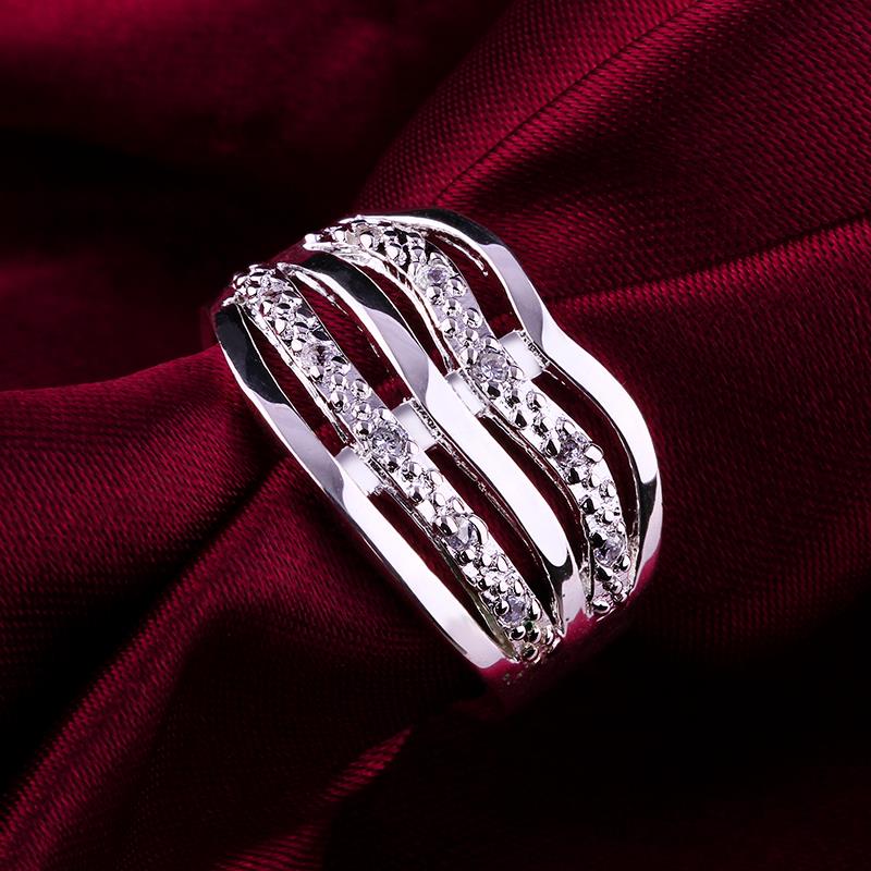 Wholesale jewelry from China luxury Multilayer Hollow Big Rings Silver Color Wedding Women Rings Jewelry TGSPR049 8