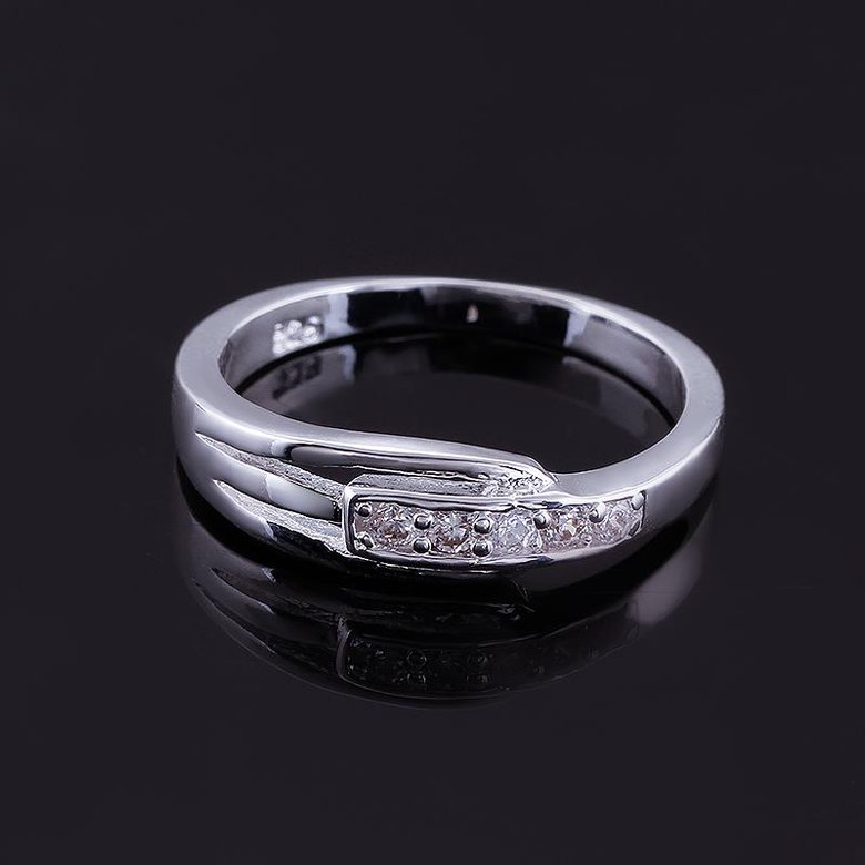 Wholesale Romantic Silver Oval White Ring for Lady Promotion Shiny Zircon Crystal  Multicolor Banquet Holiday Party Christmas Ring TGSPR122 0
