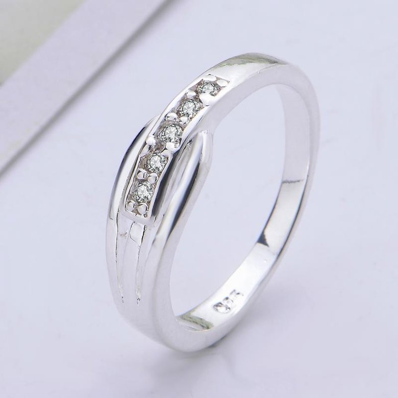 Wholesale Romantic Silver Oval White Ring for Lady Promotion Shiny Zircon Crystal  Multicolor Banquet Holiday Party Christmas Ring TGSPR122 4
