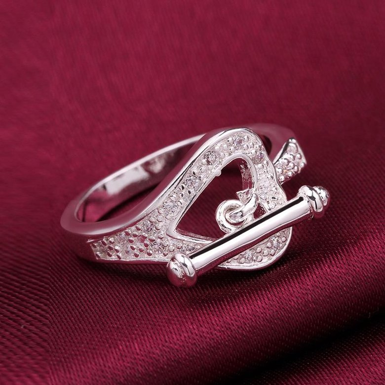 Wholesale Hot sale rings from China Romantic Love Heart Key Lock Rings For Women Purple Sweet Silver Ring Wedding Party Luxury Jewelry TGSPR152 0