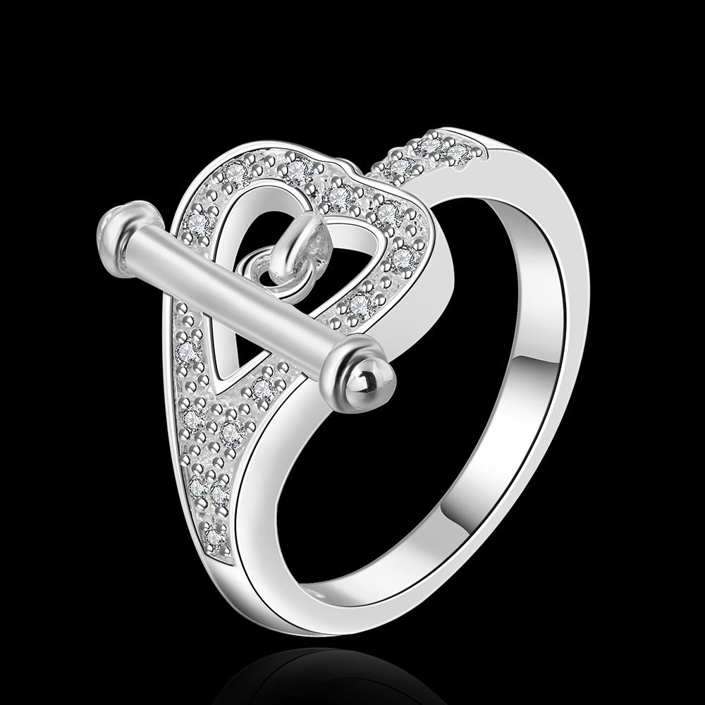 Wholesale Hot sale rings from China Romantic Love Heart Key Lock Rings For Women Purple Sweet Silver Ring Wedding Party Luxury Jewelry TGSPR152 1