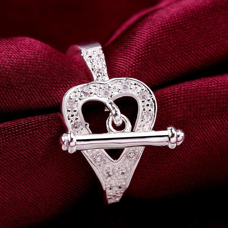 Wholesale Hot sale rings from China Romantic Love Heart Key Lock Rings For Women Purple Sweet Silver Ring Wedding Party Luxury Jewelry TGSPR152 4