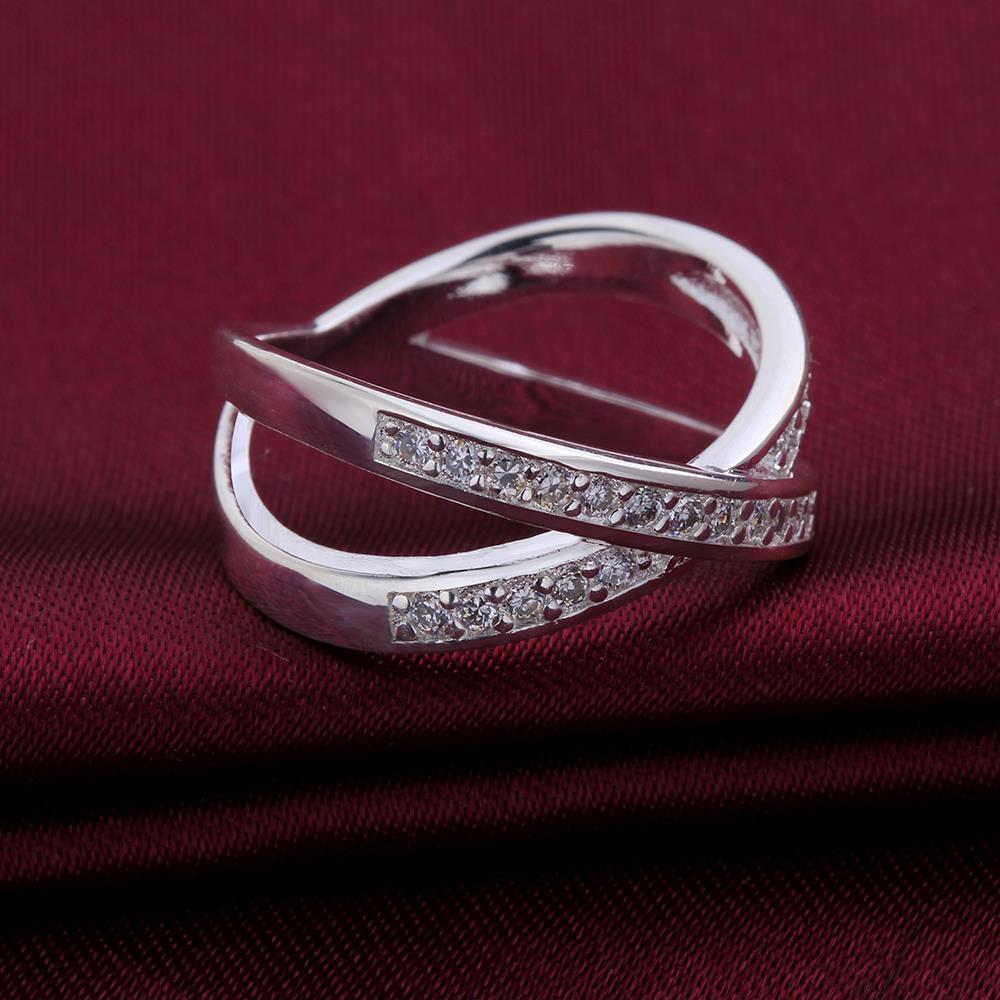Wholesale Newest hot sale Ring for Women Wedding Trendy Jewelry  X Shape Cross Dazzling CZ Stone Modern Rings TGSPR198 0