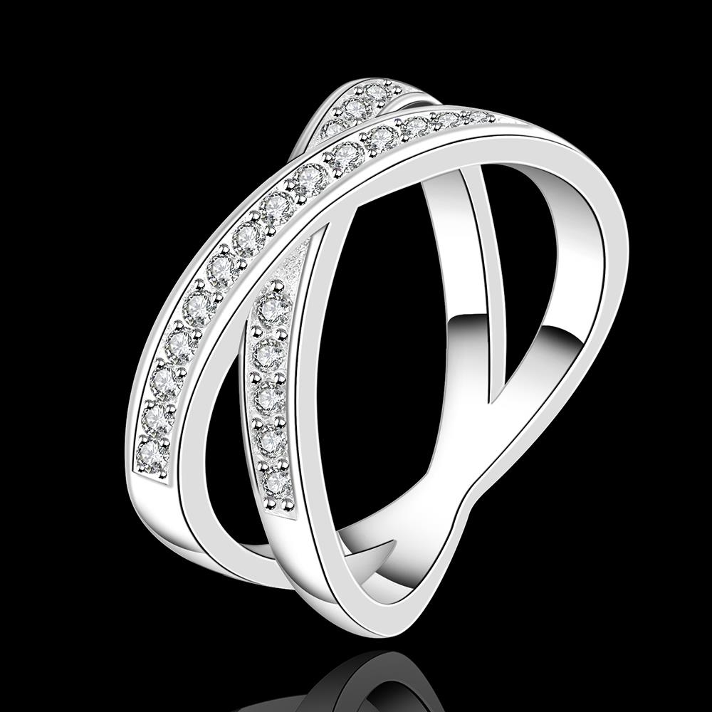 Wholesale Newest hot sale Ring for Women Wedding Trendy Jewelry  X Shape Cross Dazzling CZ Stone Modern Rings TGSPR198 1
