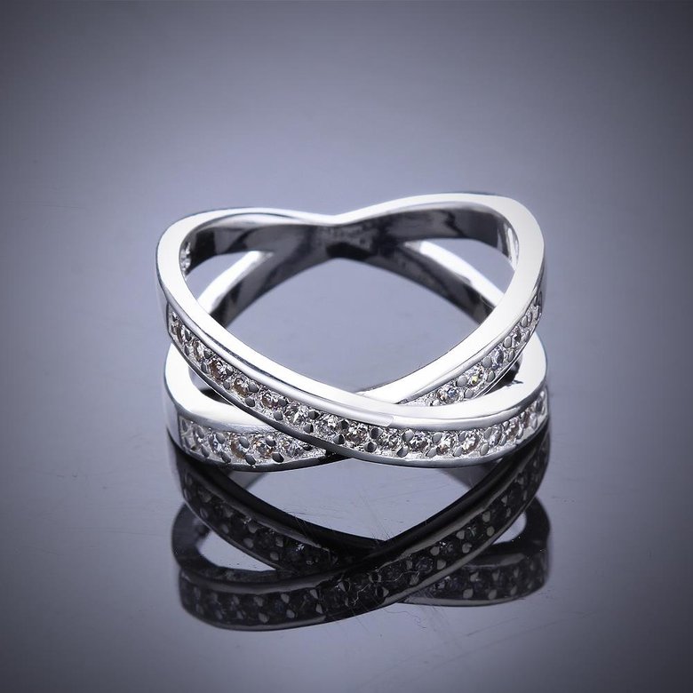 Wholesale Newest hot sale Ring for Women Wedding Trendy Jewelry  X Shape Cross Dazzling CZ Stone Modern Rings TGSPR198 4