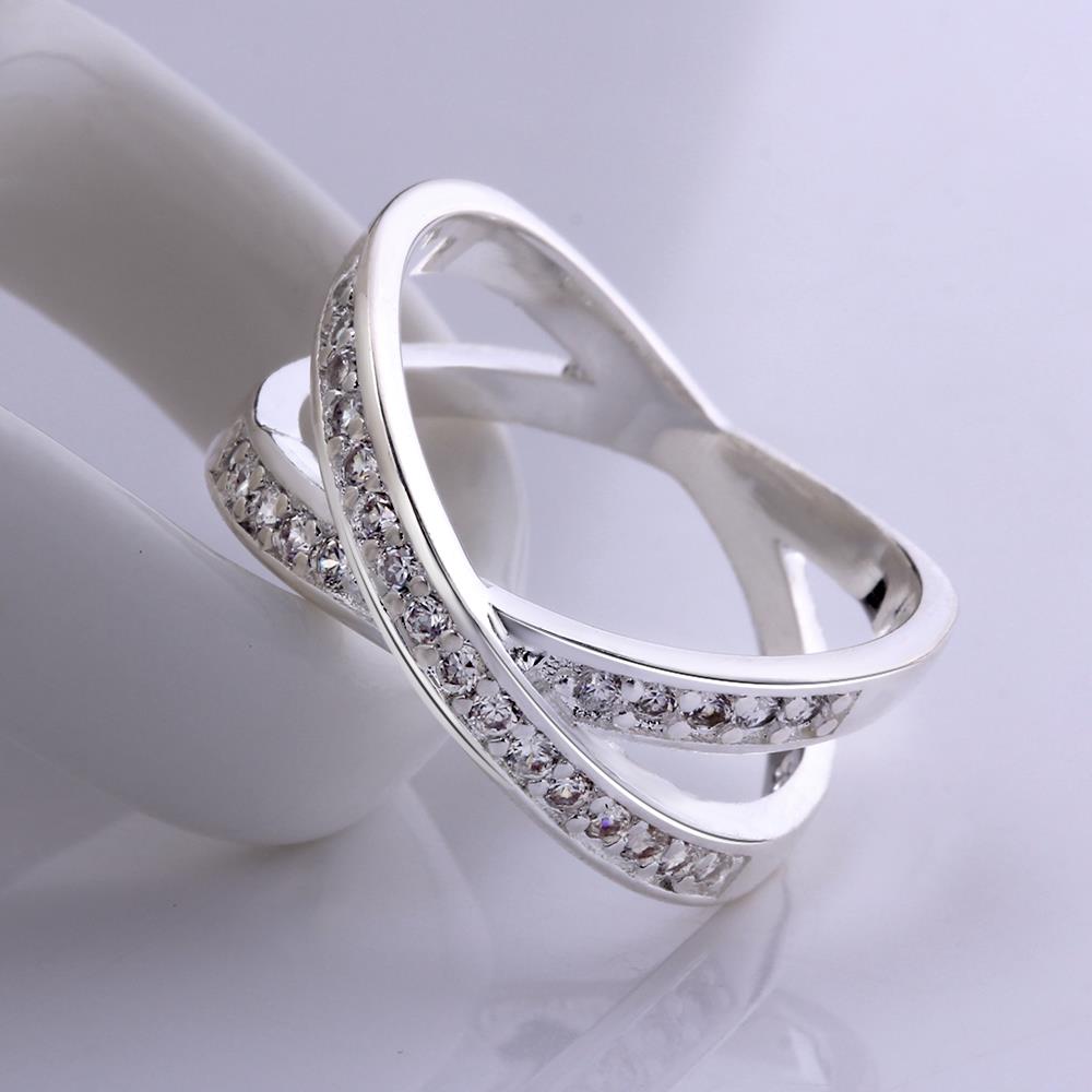 Wholesale Newest hot sale Ring for Women Wedding Trendy Jewelry  X Shape Cross Dazzling CZ Stone Modern Rings TGSPR198 5