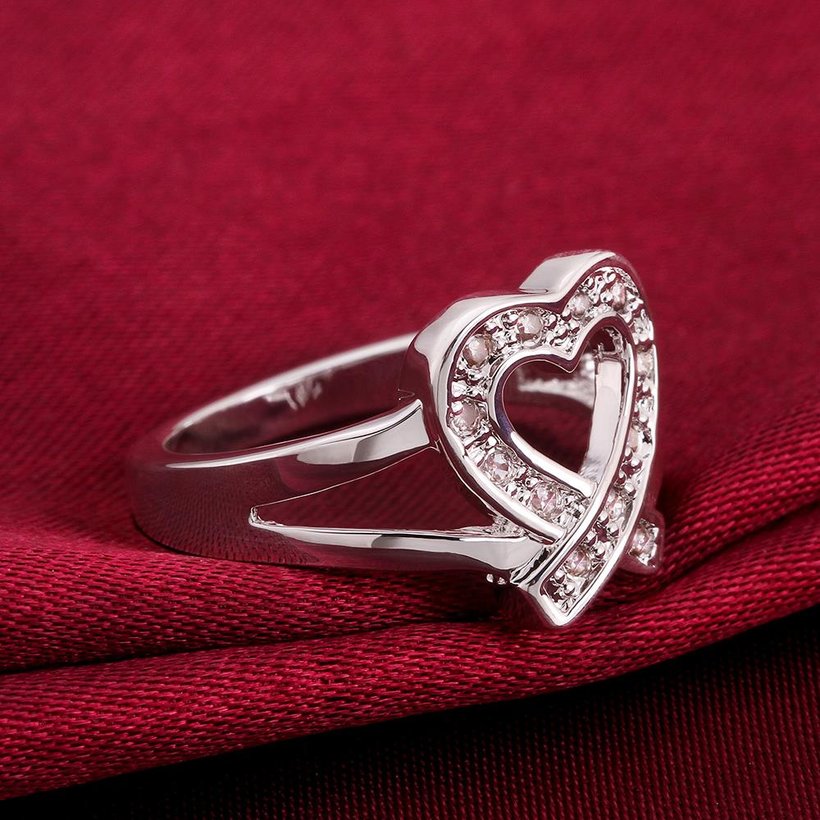 Wholesale Classic Romantic Silver Ring from China heart White zircon rings Banquet Holiday Party wedding jewelry  TGSPR234 0