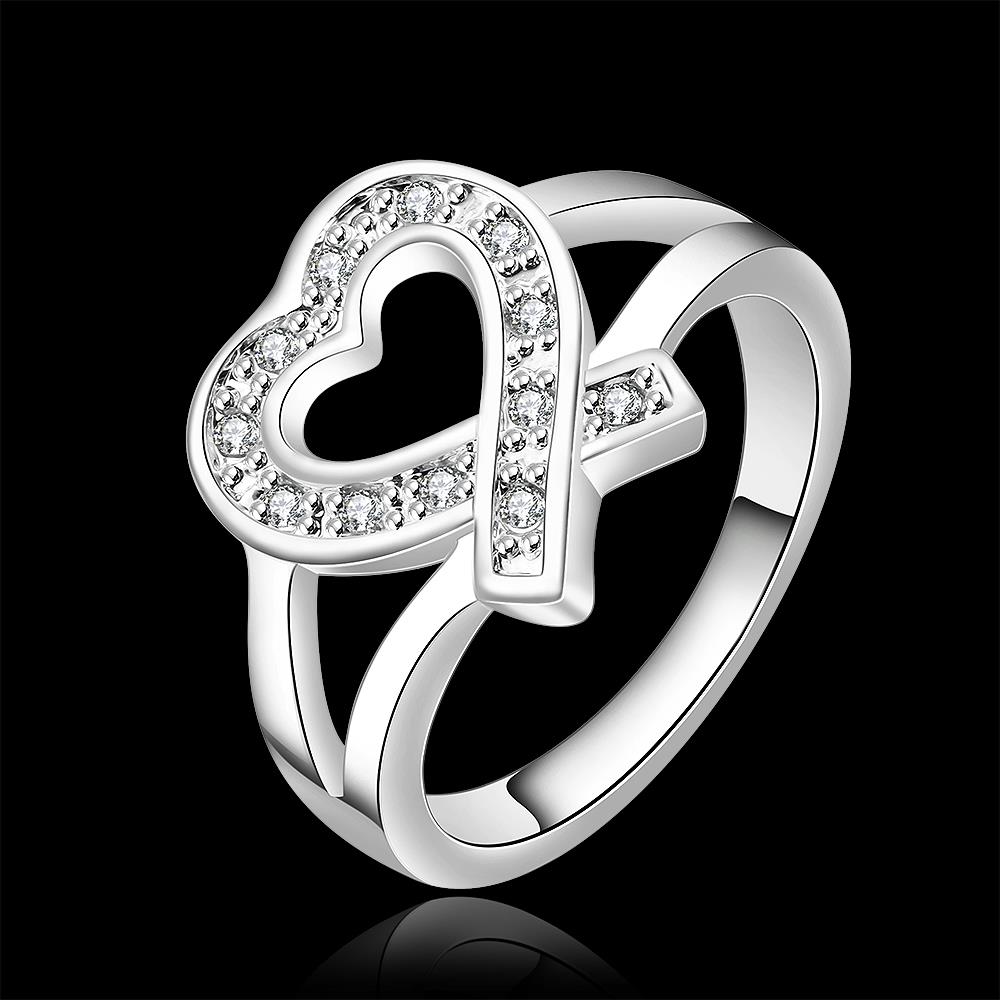 Wholesale Classic Romantic Silver Ring from China heart White zircon rings Banquet Holiday Party wedding jewelry  TGSPR234 1