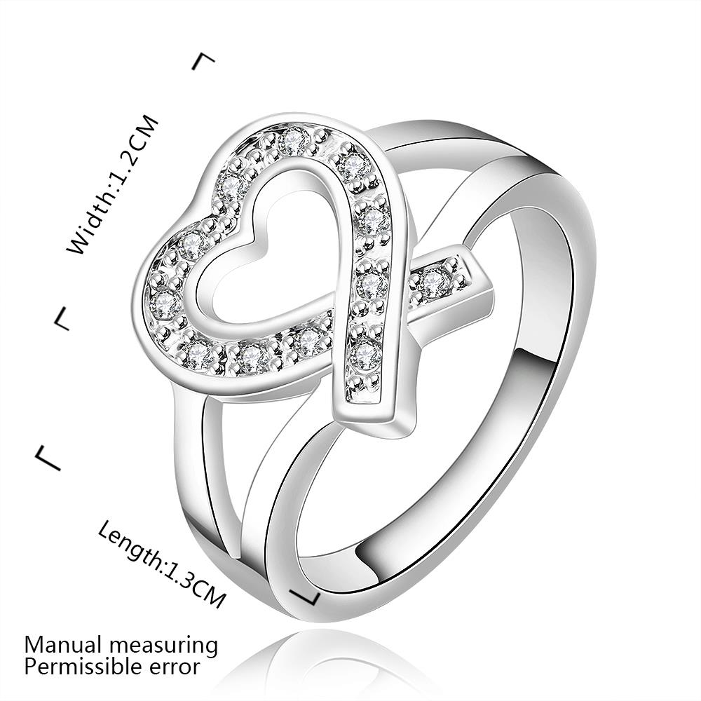 Wholesale Classic Romantic Silver Ring from China heart White zircon rings Banquet Holiday Party wedding jewelry  TGSPR234 2