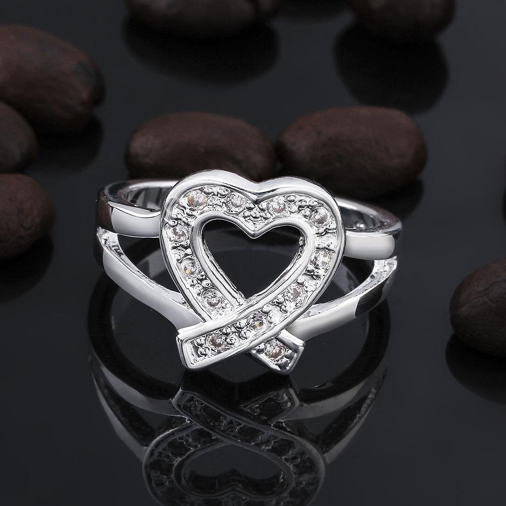 Wholesale Classic Romantic Silver Ring from China heart White zircon rings Banquet Holiday Party wedding jewelry  TGSPR234 3